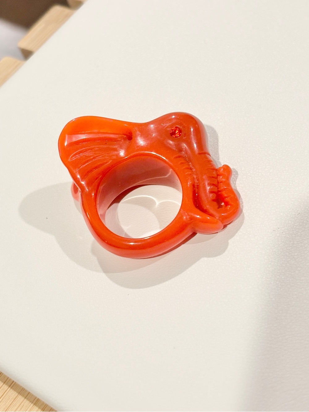 Burnt Orange Elephant Statement Ring Chunky Resin Boho Aesthetic Size 9
